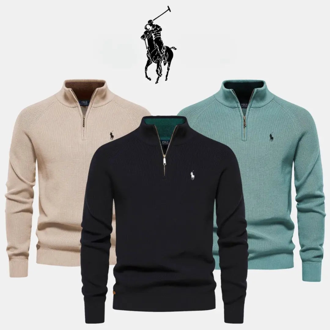 Sweter z prążkowanej dzianiny z krótkim zamkiem™