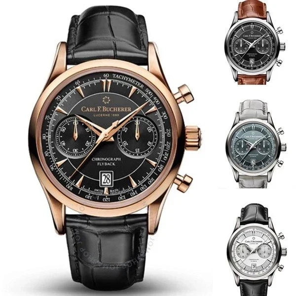 F. Bucherer klassisk kvartsur med kronograf