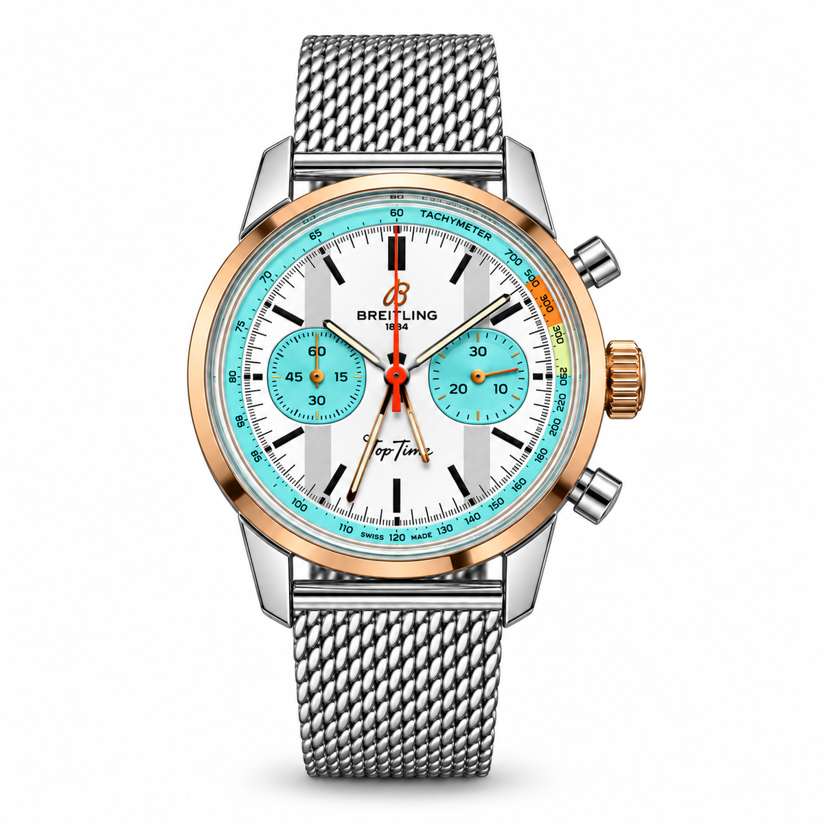 Breitling Top Time Fausto Coppi 41mm – Alb și turcoaz