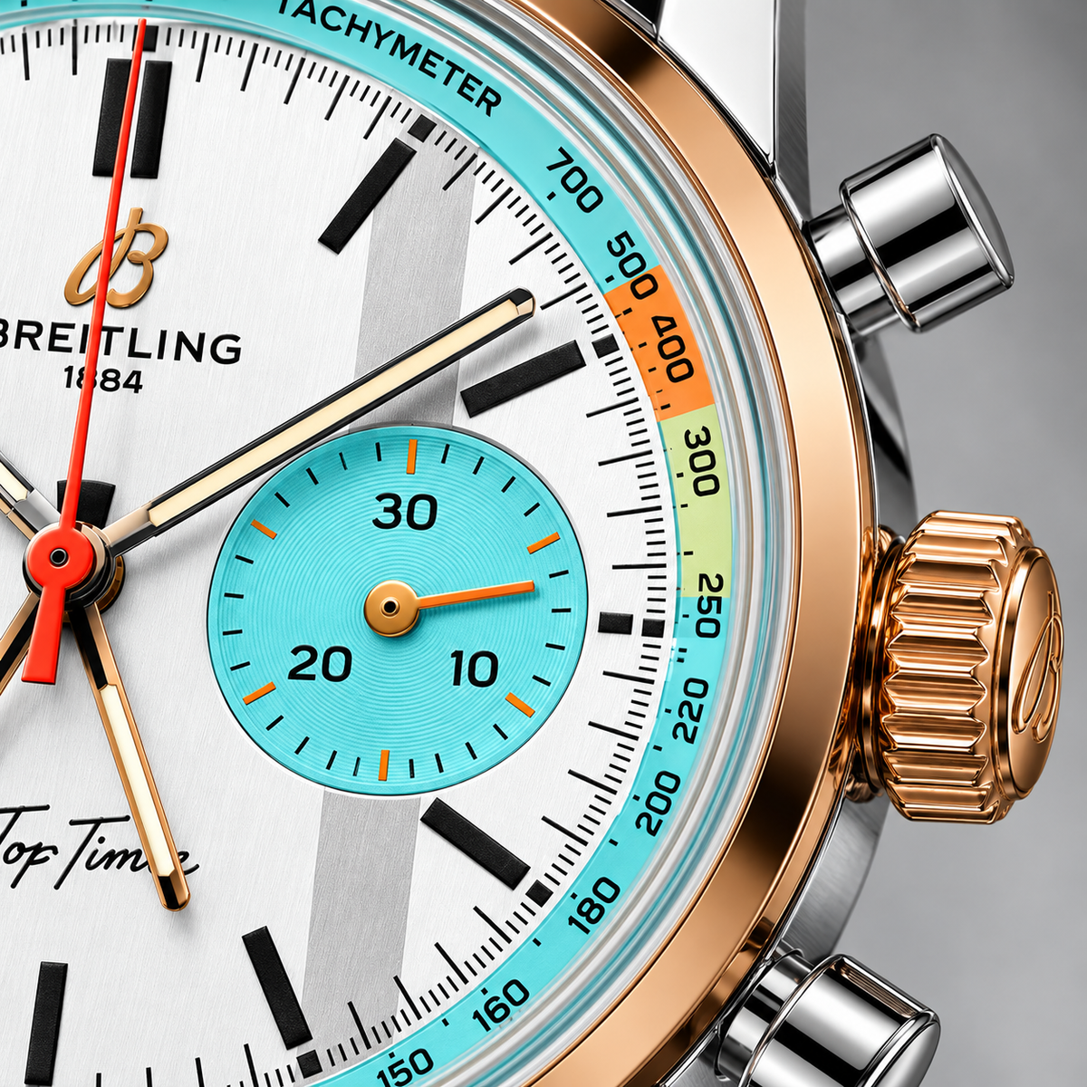Breitling Top Time Fausto Coppi 41mm – Alb și turcoaz