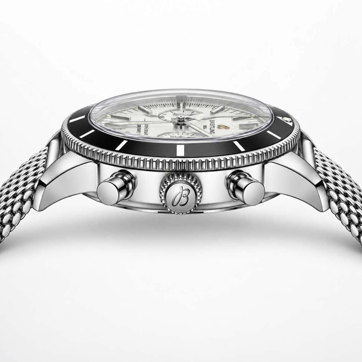 Breitling Superocean Heritage Chronograph 42mm – Hopeanvärinen mesh-ranneke