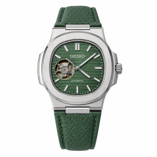 Seiko Nautilus automatski sat s otvorenim mehanizmom 40 mm – zeleni