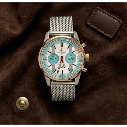 Breitling Top Time Fausto Coppi 41mm – Alb și turcoaz