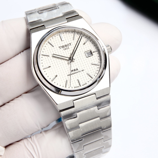 Hodinky ТЅТ PRX Textured 40mm stříbrno-bílé