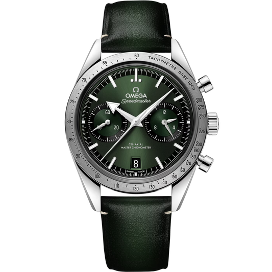 Speedmaster '57 Green 40.5mm Leather Strap
